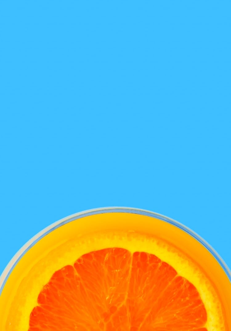 orange with blue background